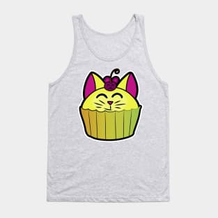 Catcake With Mouse-Cherry - Yellow Tank Top